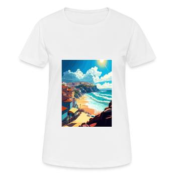 Nazare Portugal Vintage Travel Poster WPA Souvenir - Women's Breathable T-Shirt - white - Front - AI Model Female 172 dark (172cm)