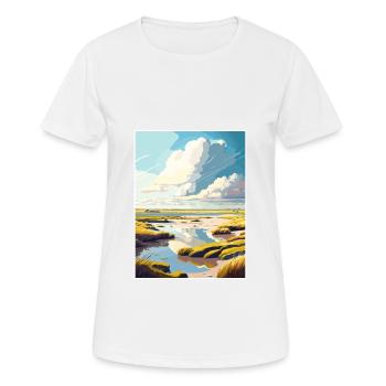 Texel Netherlands Vintage Travel Poster Souvenir - Women's Breathable T-Shirt - white - Front - AI Model Female 172 dark (172cm)