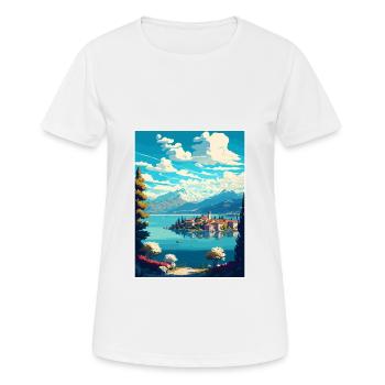 Lago Maggiore Schweiz Vintage Reiseposter - Frauen T-Shirt atmungsaktiv - Weiß - Vorne - AI Model Female 172 dark (172cm)