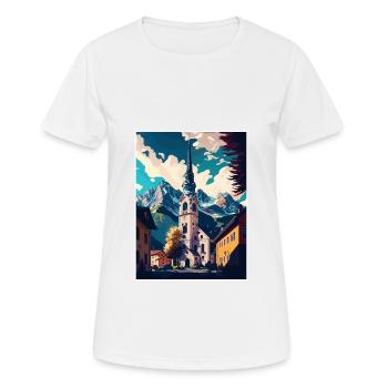 St. Johann in Tirol Österreich Vintage Reiseposter - Frauen T-Shirt atmungsaktiv - Weiß - Vorne - AI Model Female 172 dark (172cm)