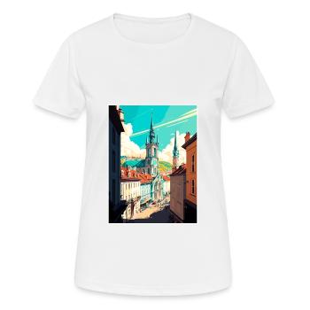 Linz Austria Vintage Travel Poster WPA Souvenir - Women's Breathable T-Shirt - white - Front - AI Model Female 172 dark (172cm)