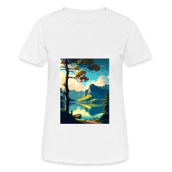 Wolfgangsee Austria Vintage Reiseposter Souvenir - Frauen T-Shirt atmungsaktiv - Weiß - Vorne - AI Model Female 172 dark (172cm)