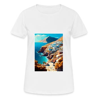 Folegandros Griechenland Dekoration Reiseposter - Frauen T-Shirt atmungsaktiv - Weiß - Vorne - AI Model Female 172 dark (172cm)