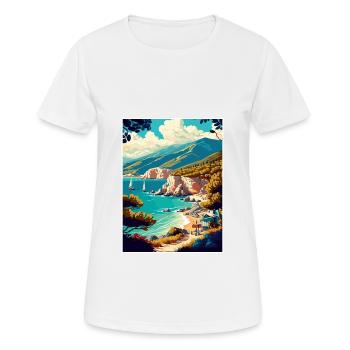 Lefkada Griechenland Dekoration Vintage Reise Poster - Frauen T-Shirt atmungsaktiv - Weiß - Vorne - AI Model Female 172 dark (172cm)