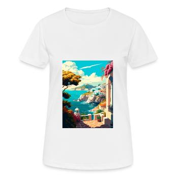 Milos Greece Decoration Vintage Travel Poster WPA - Women's Breathable T-Shirt - white - Front - AI Model Female 172 dark (172cm)