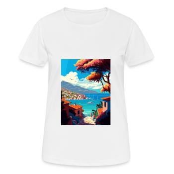 Lefkada Griechenland Dekoration Vintage Reise Poster - Frauen T-Shirt atmungsaktiv - Weiß - Vorne - AI Model Female 172 dark (172cm)