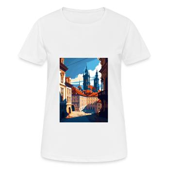 Prague Czech Republic Vintage Travel Poster WPA - Women's Breathable T-Shirt - white - Front - AI Model Female 172 dark (172cm)