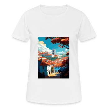 Tomar Portugal Vintage voyage affiche WPA Souvenir - T-shirt respirant Femme - blanc - Devant - AI Model Female 172 dark (172cm)