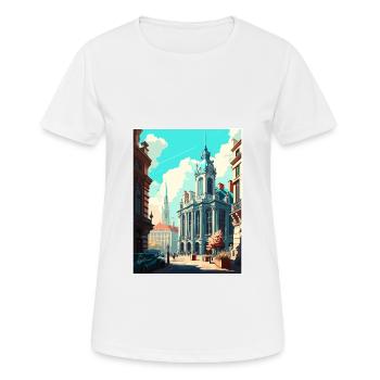 Brussels Belgium Vintage Travel Poster Souvenir - Women's Breathable T-Shirt - white - Front - AI Model Female 172 dark (172cm)