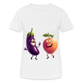 Aubergine und Pfirsich happy together - Frauen T-Shirt atmungsaktiv - Weiß - Vorne - AI Model Female 172 dark (172cm)