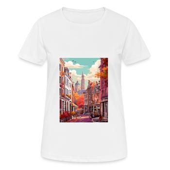 Brussels Belgium Vintage Travel Poster Souvenir - Women's Breathable T-Shirt - white - Front - AI Model Female 172 dark (172cm)