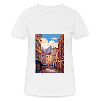 Brussels Belgium Vintage Travel Poster Souvenir - Women's Breathable T-Shirt - white - Front - AI Model Female 172 dark (172cm)
