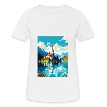 Lac de Bled Slovénie Vintage voyage affiche Souvenir - T-shirt respirant Femme - blanc - Devant - AI Model Female 172 dark (172cm)