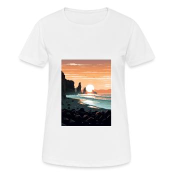 Schwarzer Sandstrand Island Vintage Reiseposter WPA - Frauen T-Shirt atmungsaktiv - Weiß - Vorne - AI Model Female 172 dark (172cm)