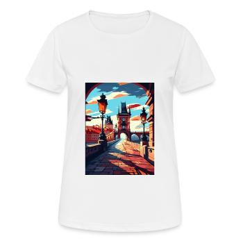 Prague Czech Republic Vintage Travel Poster WPA - Women's Breathable T-Shirt - white - Front - AI Model Female 172 dark (172cm)