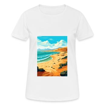 Fuerteventura Spain Vintage Travel Poster Souvenir - Women's Breathable T-Shirt - white - Front - AI Model Female 172 dark (172cm)