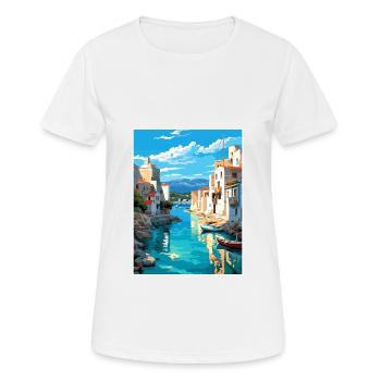 Rhodes Grèce Décoration Vintage Voyage Affiche WPA - T-shirt respirant Femme - blanc - Devant - AI Model Female 172 dark (172cm)