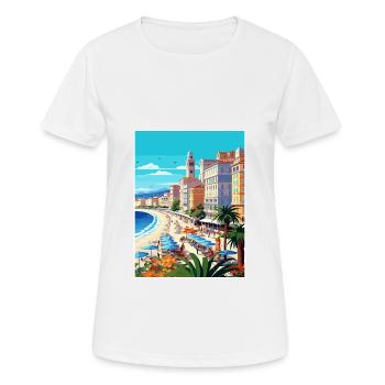 Nice Francescape Vintage Travel Poster Souvenir - Women's Breathable T-Shirt - white - Front - AI Model Female 172 dark (172cm)
