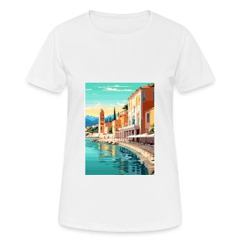 Nice Francescape Vintage Travel Poster Souvenir - Women's Breathable T-Shirt - white - Front - AI Model Female 172 dark (172cm)