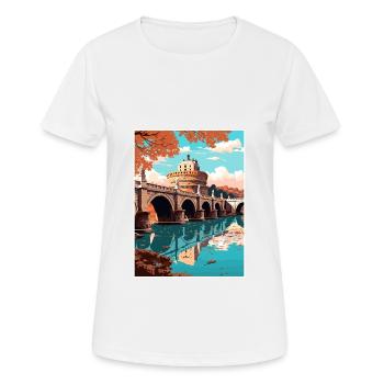St Angelo Bridge Italy Vintage Travel Poster WPA - Women's Breathable T-Shirt - white - Front - AI Model Female 172 dark (172cm)