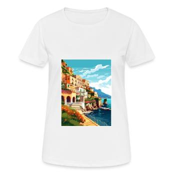 Amalfi Italie Décoration Vintage Voyage Affiche WPA - T-shirt respirant Femme - blanc - Devant - AI Model Female 172 dark (172cm)