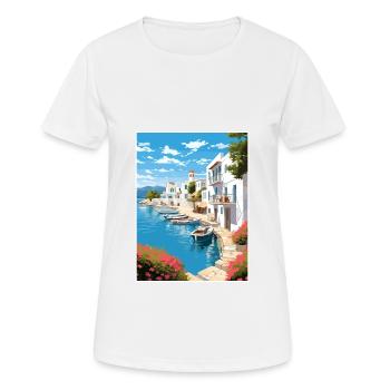 Paros Greece Decoration Vintage Travel Poster WPA - Women's Breathable T-Shirt - white - Front - AI Model Female 172 dark (172cm)