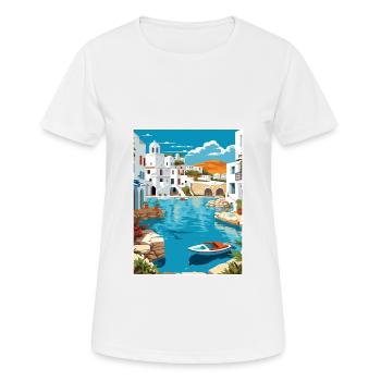 Paros Greece Decoration Vintage Travel Poster WPA - Women's Breathable T-Shirt - white - Front - AI Model Female 172 dark (172cm)