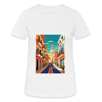 Jerez de la Frontera Spanien Vintage Reiseposter - Frauen T-Shirt atmungsaktiv - Weiß - Vorne - AI Model Female 172 dark (172cm)