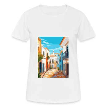 Evora Portugal Vintage Travel Poster WPA Souvenir - Women's Breathable T-Shirt - white - Front - AI Model Female 172 dark (172cm)