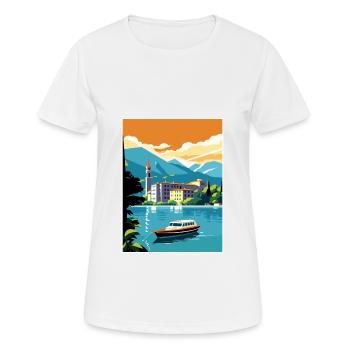 Lake Como Italy Decoration Vintage Travel Poster - Women's Breathable T-Shirt - white - Front - AI Model Female 172 dark (172cm)