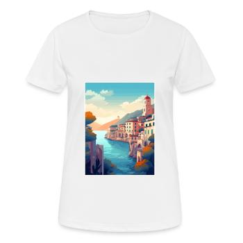Amalfi Italie Décoration Vintage Voyage Affiche WPA - T-shirt respirant Femme - blanc - Devant - AI Model Female 172 dark (172cm)