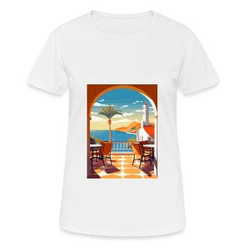 Costa del Sol Spanien Vintage Reiseposter Souvenir - Frauen T-Shirt atmungsaktiv - Weiß - Vorne - AI Model Female 172 dark (172cm)