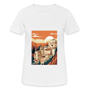 Cuenca Spain Vintage Travel Poster WPA Souvenir - Women's Breathable T-Shirt - white - Front - AI Model Female 172 dark (172cm)