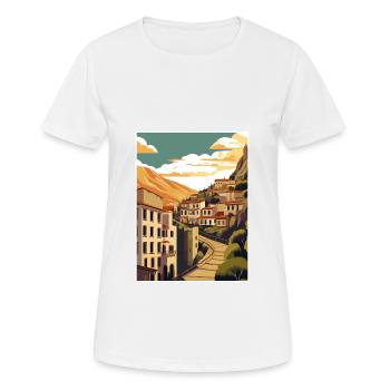 Cuenca Spain Vintage Travel Poster WPA Souvenir - Women's Breathable T-Shirt - white - Front - AI Model Female 172 dark (172cm)