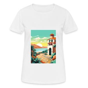 Costa Brava Spanien Vintage Reiseposter Souvenir - Frauen T-Shirt atmungsaktiv - Weiß - Vorne - AI Model Female 172 dark (172cm)