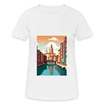 Girona Spain Vintage Travel Poster WPA Souvenir - Women's Breathable T-Shirt - white - Front - AI Model Female 172 dark (172cm)