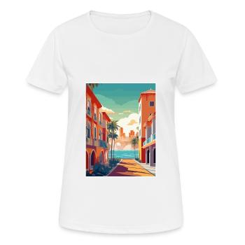 Costa del Sol Spanien Vintage Reiseposter Souvenir - Frauen T-Shirt atmungsaktiv - Weiß - Vorne - AI Model Female 172 dark (172cm)