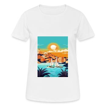 Ibiza Spanien Vintage Reiseposter WPA Souvenir - Frauen T-Shirt atmungsaktiv - Weiß - Vorne - AI Model Female 172 dark (172cm)