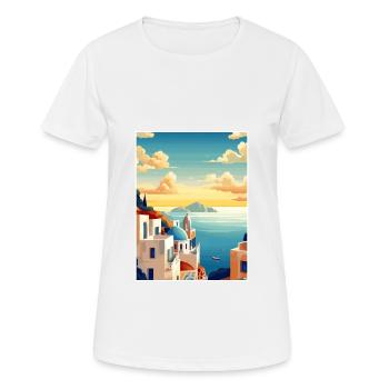 Santorin Grèce décoration grec voyage affiche - T-shirt respirant Femme - blanc - Devant - AI Model Female 172 dark (172cm)