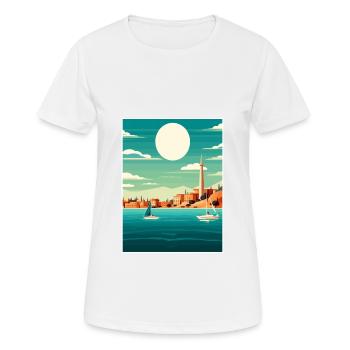 Ibiza Spanien Vintage Reiseposter WPA Souvenir - Frauen T-Shirt atmungsaktiv - Weiß - Vorne - AI Model Female 172 dark (172cm)