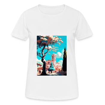 Llagostera Spain Vintage Travel Poster Souvenir - Women's Breathable T-Shirt - white - Front - AI Model Female 172 dark (172cm)