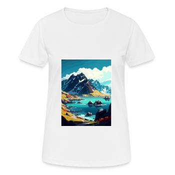 Lofoten Islands Norwegian Vintage Travel Poster - Women's Breathable T-Shirt - white - Front - AI Model Female 172 dark (172cm)