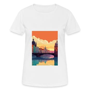 Prague Czech Republic Vintage Travel Poster WPA - Women's Breathable T-Shirt - white - Front - AI Model Female 172 dark (172cm)
