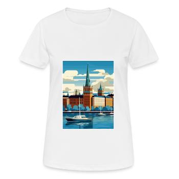 Stockholm Suède suédois Vintage voyage affiche WPA - T-shirt respirant Femme - blanc - Devant - AI Model Female 172 dark (172cm)