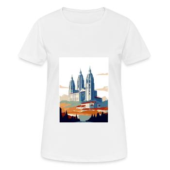 Santiago De Compostela Spain Vintage Travel Poster - Women's Breathable T-Shirt - white - Front - AI Model Female 172 dark (172cm)