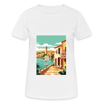 Costa Brava Spanien Vintage Reiseposter Souvenir - Frauen T-Shirt atmungsaktiv - Weiß - Vorne - AI Model Female 172 dark (172cm)