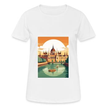 Budapest Ungarn Vintage Reiseposter Souvenir - Frauen T-Shirt atmungsaktiv - Weiß - Vorne - AI Model Female 172 dark (172cm)