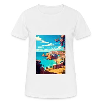 Albufeira Portugal Cascais Vintage Travel Poster - Women's Breathable T-Shirt - white - Front - AI Model Female 172 dark (172cm)