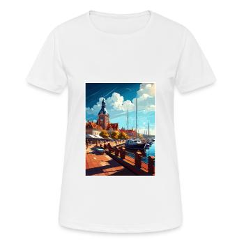 Ustka Pologne Vintage voyage affiche WPA Souvenir - T-shirt respirant Femme - blanc - Devant - AI Model Female 172 dark (172cm)