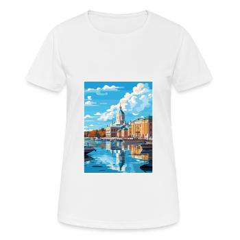 Helsinki Finlande Vintage voyage affiche Souvenir - T-shirt respirant Femme - blanc - Devant - AI Model Female 172 dark (172cm)